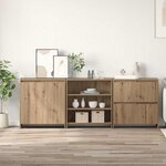 vidaXL Buffets 3 Pièces chêne artisanal 70 x 41 x 75 cm Bois d'ingénierie
