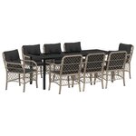 vidaXL Ensemble de salle à manger pour jardin 9 pc Gris clair