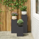 vidaXL Supports de Plantes d'Extérieur Pillar 3 Pièces Acier Noir