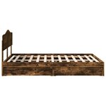 vidaXL Lit de Rangement Chêne fumé 140 x 190 cm Bois d'ingénierie