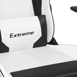 vidaXL Chaise de jeu avec repose-pied Blanc et noir Similicuir