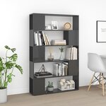 vidaXL Bibliothèque/Séparateur de pièce Gris brillant Bois ingénierie