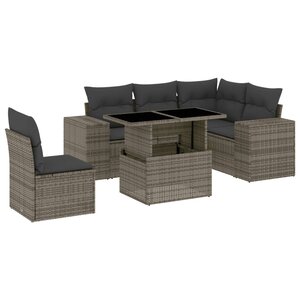 vidaXL Salon de jardin 6 Pièces avec coussins gris résine tressée