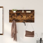 vidaXL Porte-manteau mural avec étagère Montage mural avec stockage Chêne fumé 80 x 40 x 12 cm