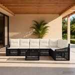 vidaXL Ensemble de canapé de jardin 8 pc Noir polyrotin