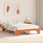vidaXL Cadre de Lit Marron Ciré Bois 160 x 200 cm Durable Minimaliste