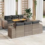 vidaXL Salon de jardin avec coussins 7 Pièces gris résine tressée