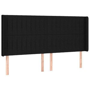 vidaXL Tête de lit avec oreilles Noir 163x16x118/128 cm Tissu