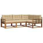 vidaXL Ensemble de canapés d'extérieur 4 Pièces Naturel et Beige