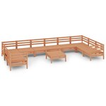 vidaXL Salon de jardin 11 Pièces Marron miel Bois de pin massif