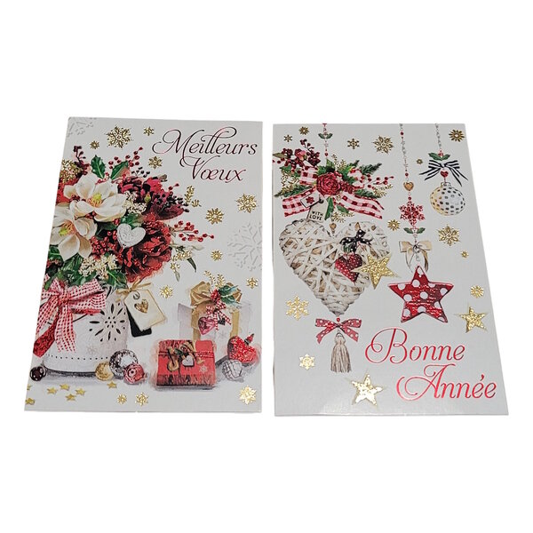 Carte De Voeux - 5 Cartes Meilleurs Voeux et Bonne Année  - Décor Brillant