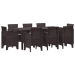 vidaXL Ensemble de salle à manger pour jardin 9 Pièces Marron