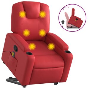 vidaXL Fauteuil inclinable de massage Rouge Similicuir