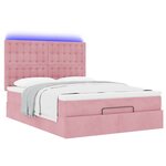 vidaXL Cadre de lit ottoman avec matelas rose 140x190 cm velours