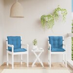 vidaXL Coussins de chaise à dossier bas lot de 2 bleu mélangé tissu