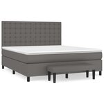 vidaXL Sommier à lattes de lit avec matelas Gris 180x200 cm Similicuir