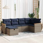 vidaXL Salon de jardin 6 Pièces avec coussins gris résine tressée