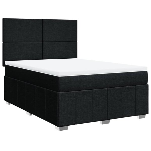 vidaXL Sommier à lattes de lit avec matelas Noir 140x190 cm Tissu