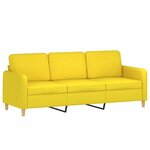 vidaXL Canapé à 3 places avec repose-pieds Jaune clair 180 cm Tissu