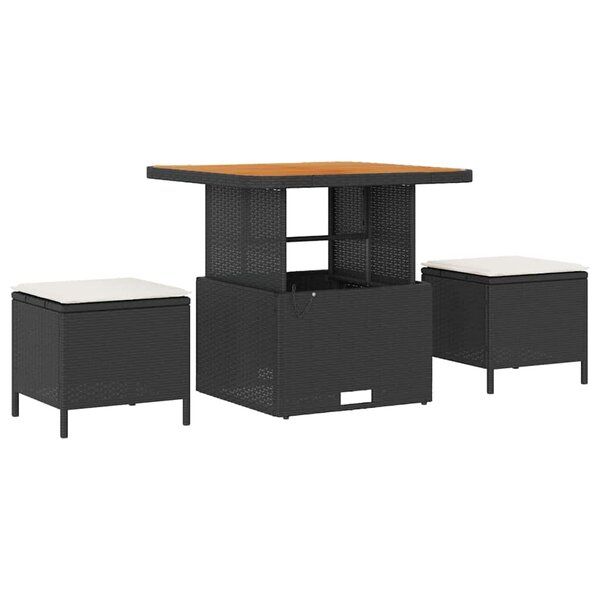 vidaXL Ensemble de salle à manger pour jardin Noir polyrotin