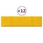 vidaXL Panneaux muraux 12 Pièces Jaune 60x15 cm Velours 1 08 m²