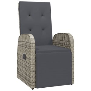 vidaXL Chaise inclinable de jardin avec coussins gris résine tressée