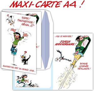 Maxi grande carte géante bon anniversaire gaston lagaffe franquin avec enveloppe
