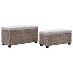 Banquette pouf tabouret meuble banc 2 Pièces jacinthe d'eau gris 3002178