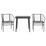 vidaXL Ensemble à manger de jardin 3 Pièces noir résine tressée verre