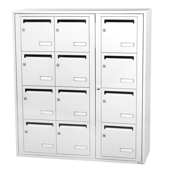 Bloc collectif Leabox  3x4  grade 3  simple face  intérieur  fixation murale  blanc neige ral 9016 finition brillante
