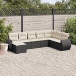 vidaXL Salon de jardin 8 Pièces avec coussins noir résine tressée