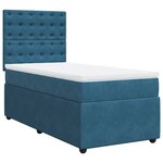 vidaXL Sommier à lattes de lit avec matelas bleu 90x190 cm velours