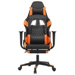 vidaXL Chaise de jeu avec repose-pied Noir et orange Similicuir