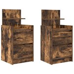 vidaXL Tables de chevet avec 2 tiroirs 2 Pièces chêne fumé 38x34x80 cm