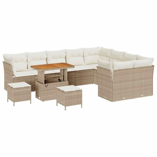vidaXL Ensemble de canapé de jardin 12 Pièces Beige polyrotin