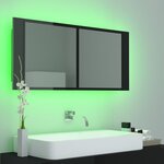 vidaXL Armoire à miroir de bain à LED Noir brillant Acrylique