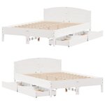 vidaXL Cadre de lit sans matelas blanc 135x190 cm bois de pin massif