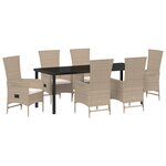 vidaXL Ensemble de chaises d'extérieur 7 Pièces Beige 200 x 80 x 73 cm
