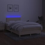 vidaXL Sommier à lattes de lit matelas et LED crème 120x190 cm tissu