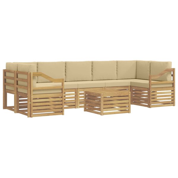 vidaXL Ensemble de canapés d'extérieur 8 Pièces Blanc et Beige Polyester