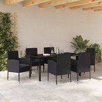 vidaXL Ensemble de salle à manger pour jardin 7 Pièces Noir Poly rotin