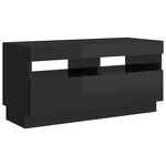Vidaxl meuble tv avec lumières led noir brillant 80x35x40 cm