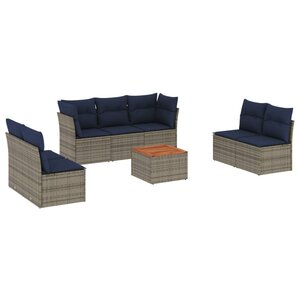 vidaXL Salon de jardin 8 Pièces avec coussins gris résine tressée