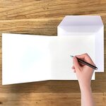 Carte carrée meilleurs vœux bonne année sapins argentés avec enveloppe blanche