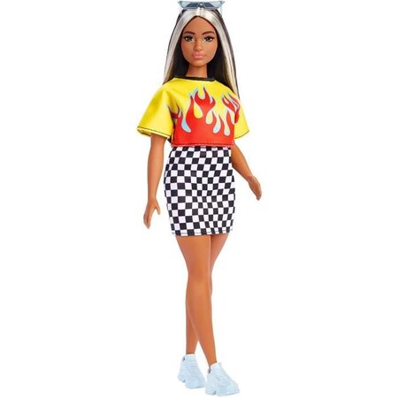 Barbie fashionista top flammes - poupée