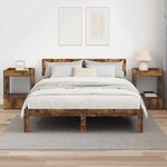 vidaXL Table d'appoint 2 Pièces Chêne fumé 40 x 40 x 56 cm