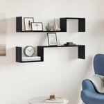 vidaXL Étagère Murale avec étagère 2 Pièces Chêne noir 100 x 15 x 20 cm