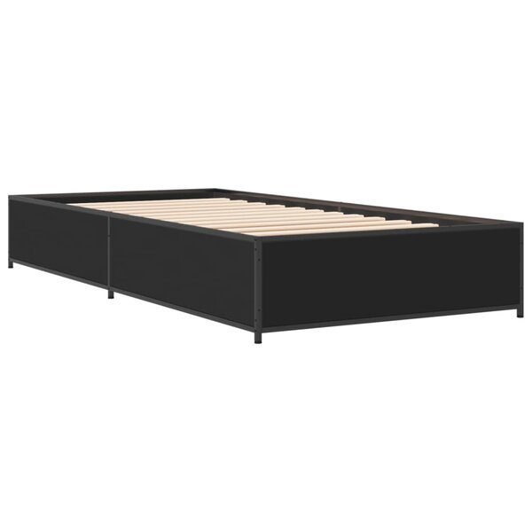 vidaXL Cadre de lit noir 75x190 cm bois d'ingénierie et métal