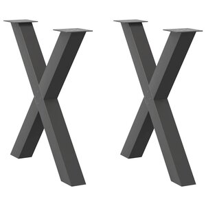 vidaXL Pieds de table à manger en forme de X  2 pièces  anthracite  80 x (72-73) cm  acier