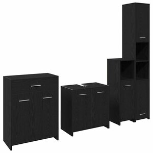 vidaXL Ensemble de mobilier de salle de bain 4 Pièces Chêne noir